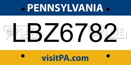 LBZ6782 Pennsylvania License Plate