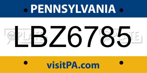 LBZ6785 Pennsylvania License Plate
