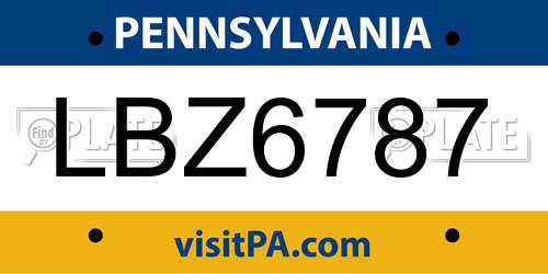 LBZ6787 Pennsylvania License Plate