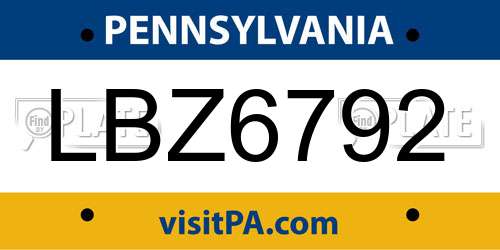 LBZ6792 Pennsylvania License Plate