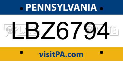LBZ6794 Pennsylvania License Plate