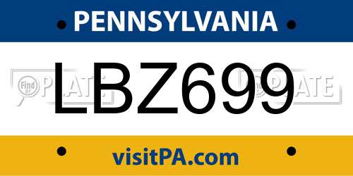 LBZ699 Pennsylvania License Plate