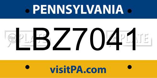 LBZ7041 Pennsylvania License Plate