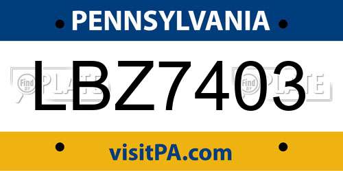 LBZ7403 Pennsylvania License Plate