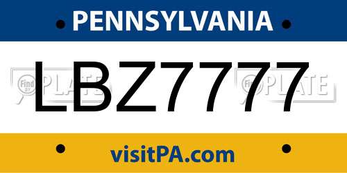 LBZ7777 Pennsylvania License Plate
