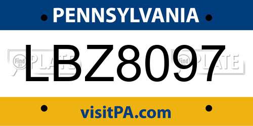 LBZ8097 Pennsylvania License Plate