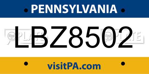 LBZ8502 Pennsylvania License Plate