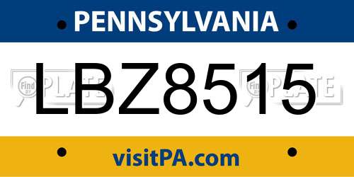 LBZ8515 Pennsylvania License Plate