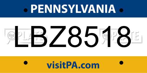 LBZ8518 Pennsylvania License Plate