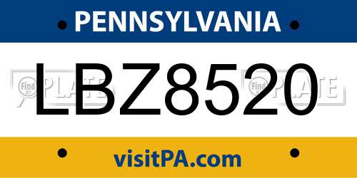 LBZ8520 Pennsylvania License Plate