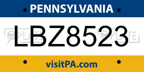 LBZ8523 Pennsylvania License Plate