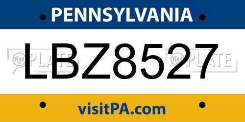 LBZ8527 Pennsylvania License Plate