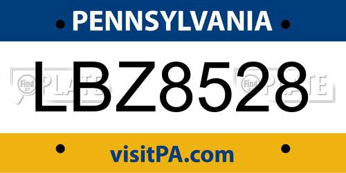 LBZ8528 Pennsylvania License Plate
