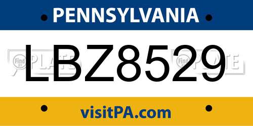 LBZ8529 Pennsylvania License Plate