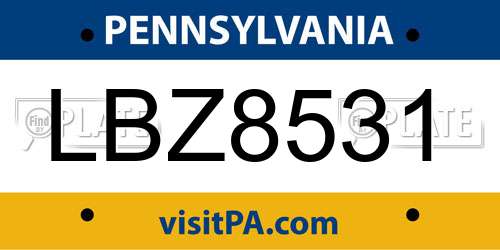 LBZ8531 Pennsylvania License Plate