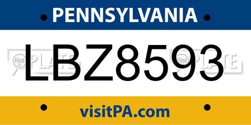 LBZ8593 Pennsylvania License Plate