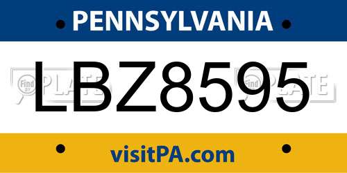 LBZ8595 Pennsylvania License Plate
