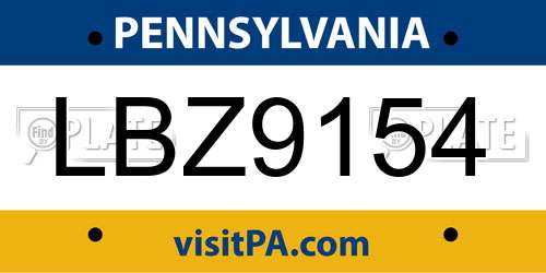 LBZ9154 Pennsylvania License Plate
