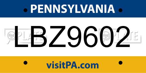 LBZ9602 Pennsylvania License Plate