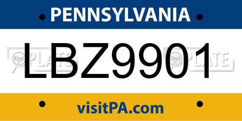 LBZ9901 Pennsylvania License Plate