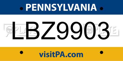 LBZ9903 Pennsylvania License Plate