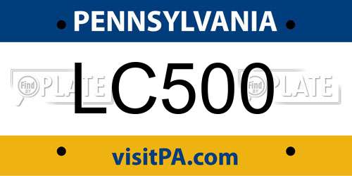 LC500 Pennsylvania License Plate