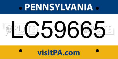 LC59665 Pennsylvania License Plate