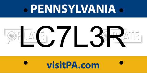 LC7L3R Pennsylvania License Plate