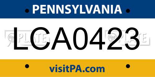 LCA0423 Pennsylvania License Plate