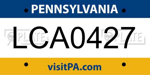 LCA0427 Pennsylvania License Plate