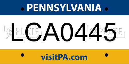 LCA0445 Pennsylvania License Plate
