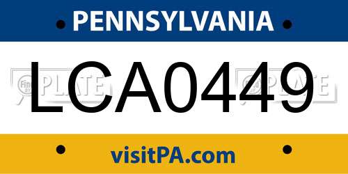 LCA0449 Pennsylvania License Plate