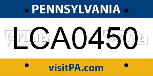 LCA0450 Pennsylvania License Plate