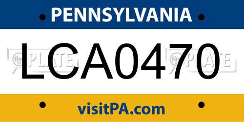 LCA0470 Pennsylvania License Plate