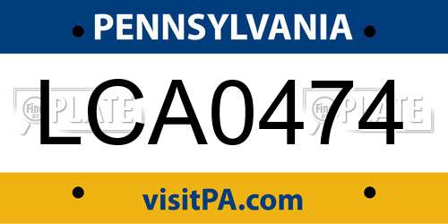 LCA0474 Pennsylvania License Plate