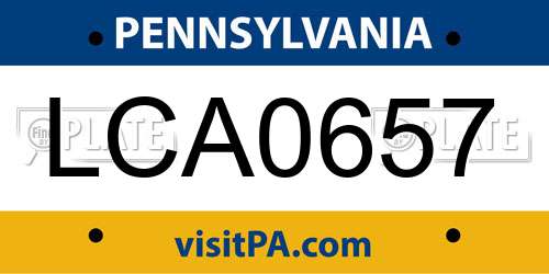 LCA0657 Pennsylvania License Plate