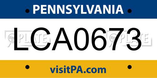 LCA0673 Pennsylvania License Plate