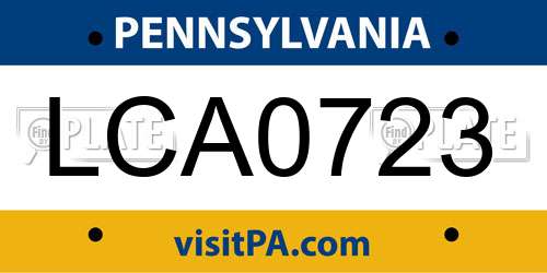 LCA0723 Pennsylvania License Plate