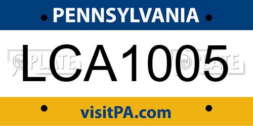LCA1005 Pennsylvania License Plate