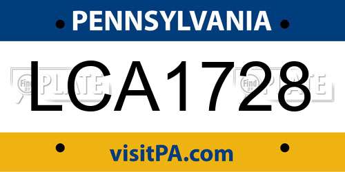 LCA1728 Pennsylvania License Plate