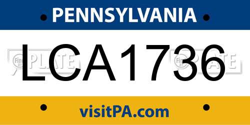 LCA1736 Pennsylvania License Plate