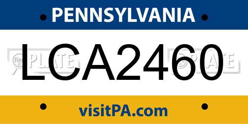 LCA2460 Pennsylvania License Plate