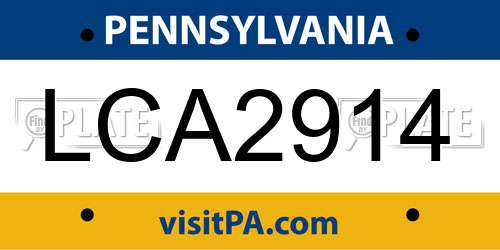 LCA2914 Pennsylvania License Plate