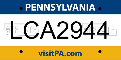 LCA2944 Pennsylvania License Plate