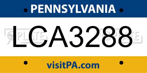 LCA3288 Pennsylvania License Plate