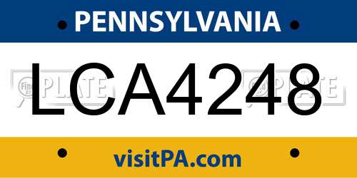 LCA4248 Pennsylvania License Plate