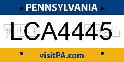 LCA4445 Pennsylvania License Plate