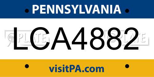 LCA4882 Pennsylvania License Plate