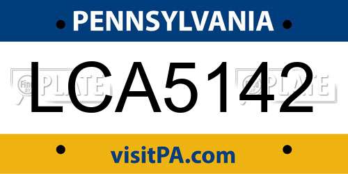 LCA5142 Pennsylvania License Plate