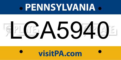 LCA5940 Pennsylvania License Plate